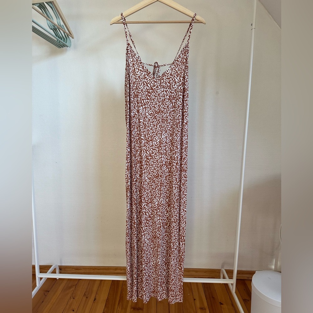 Elegant Brown Patterned Maxi Dress